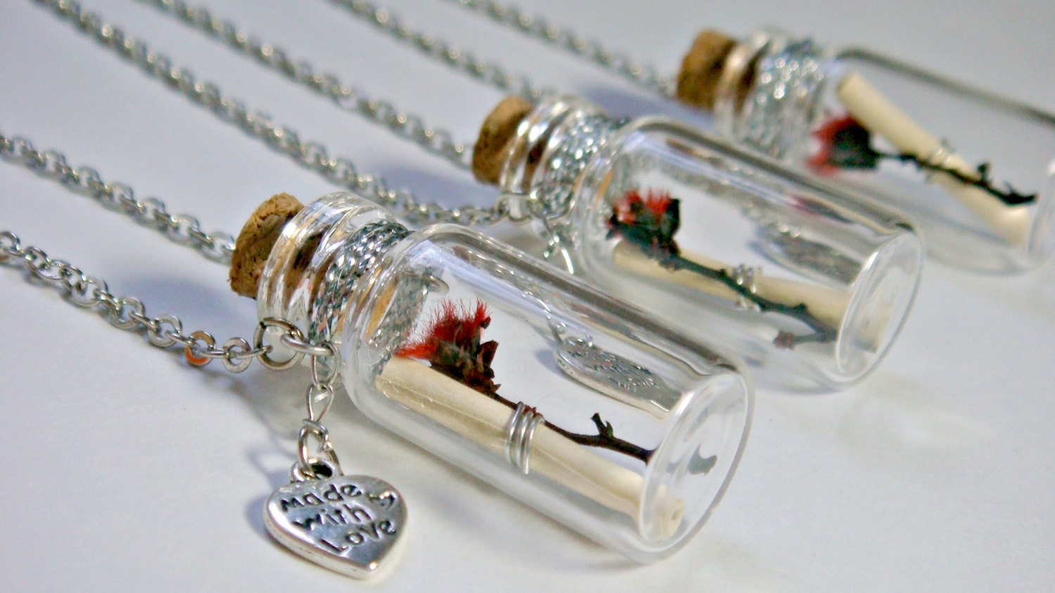 Set of 3: Personalized Bridesmaids Gifts, Message In A Bottle, Will You Be My Bridesmaid, Friendship Necklace, Personalized Necklace