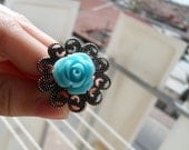 Flower turquoise resin ring,cabochon ring