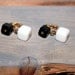Vintage Napier Glass Dice Earring Black and White Square 1'' Dangles