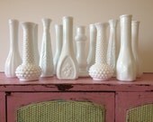 Vintage white Milk glass vases /  instant milk glass collection / vintage milk glass / white bud vases