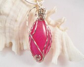 Pink Dragon Vein Agate Pendant, Wire Wrapped Jewelry, Handmade