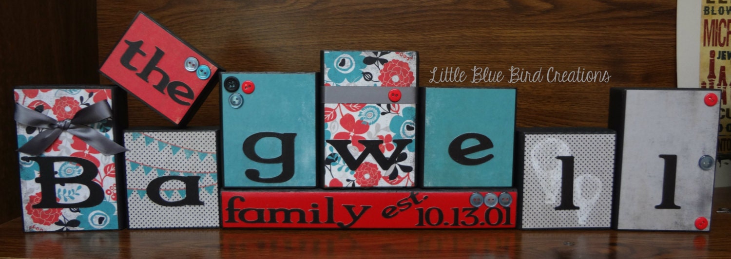 Personalized Family Wooden Block Sets-Home Decor- Large blocks