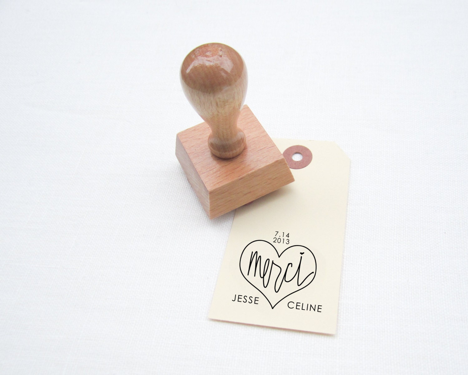 Custom Wedding Thank You Stamp - personalized wedding calligraphy stamp with names and date