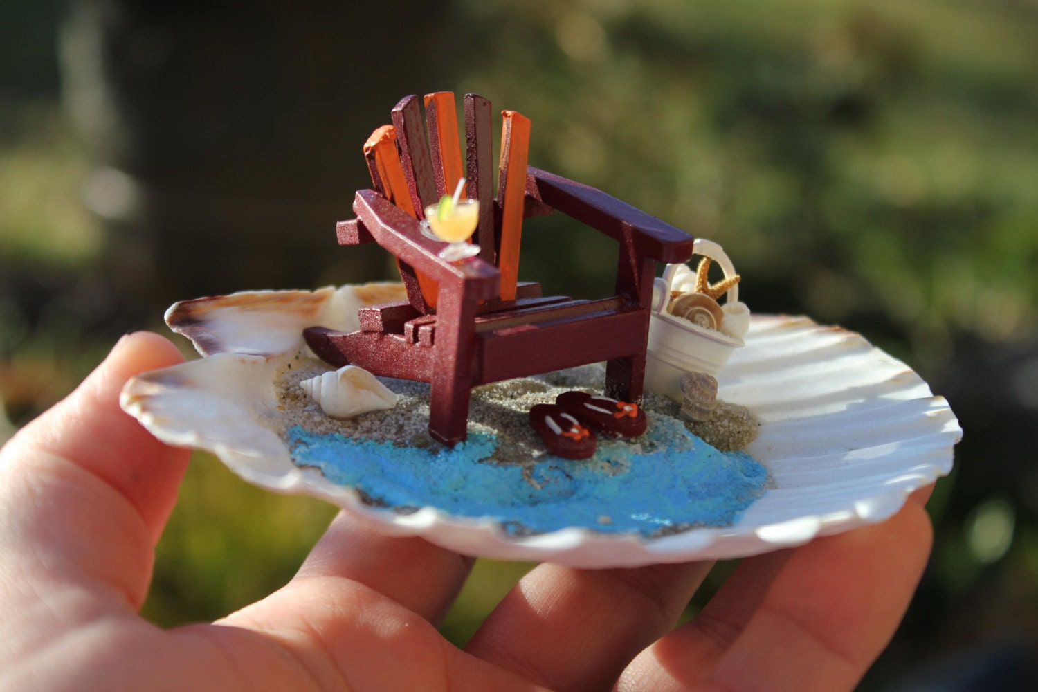 Desktop Miniature Beach Vacation in a  Sea Shell - Virginia Tech Hokie Colors - by Landscapes In  Miniature