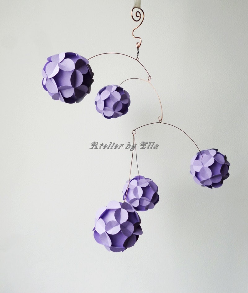 Lavender Mobile Paper Balls Kinetic Sculpture Decor