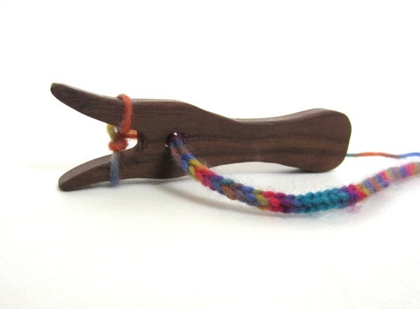 Knitting Fork - Lucet - Wooden Knitting Fork - Walnut