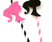 Barbie Silhouette Die Cut Cupcake Toppers Straw Props (24pcs) birthday party