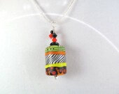 Necklace lampwork bright multi colors, crystals, bead by Romana Lampwork