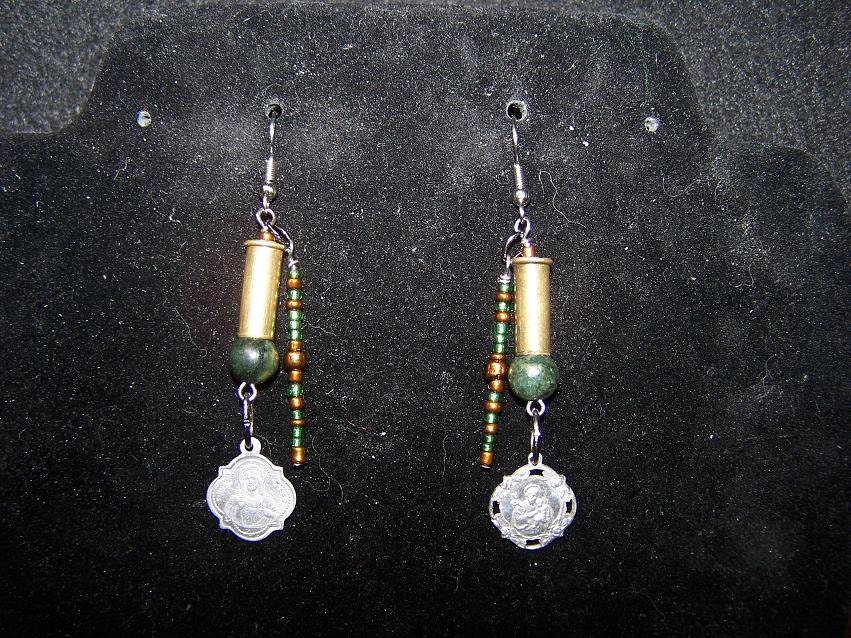 bullet, jasper, jesus earrings
