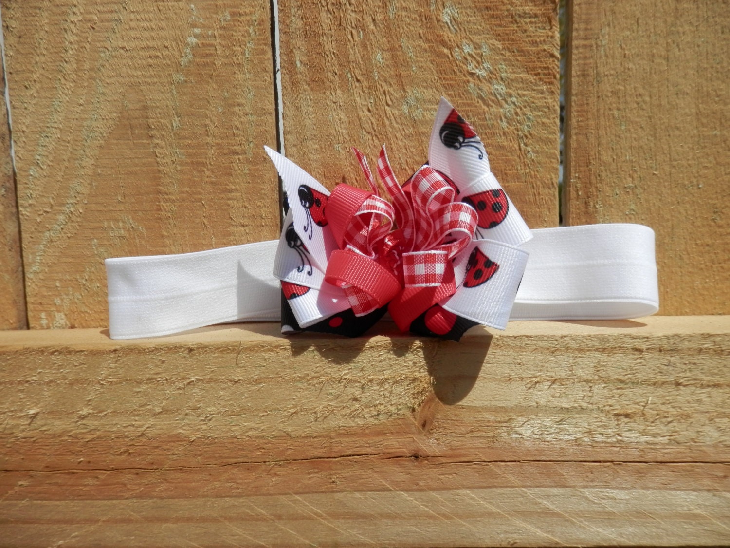 LADYBUG HAIRBOW HEADBAND Reds Blacks Whites Childrens Girls Baby Hairbands Hair Accessories