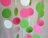Pink, Green & White Paper Garland, Birthday Decoration, Girl's Party Decor