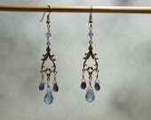 Amethyst and Lavender Quartz chandelier earrings. EAR-044