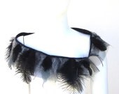 Ostrich Feather Shrug Tulle and Felt Wrap