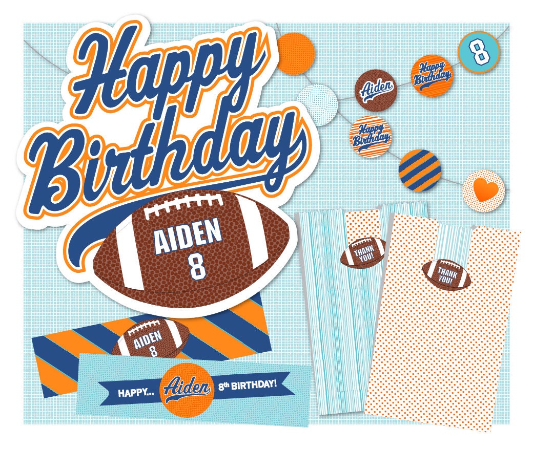 Printable Party Pack: Custom Name, Age, and Colors. Lots of stuff --17 items, multiple designs