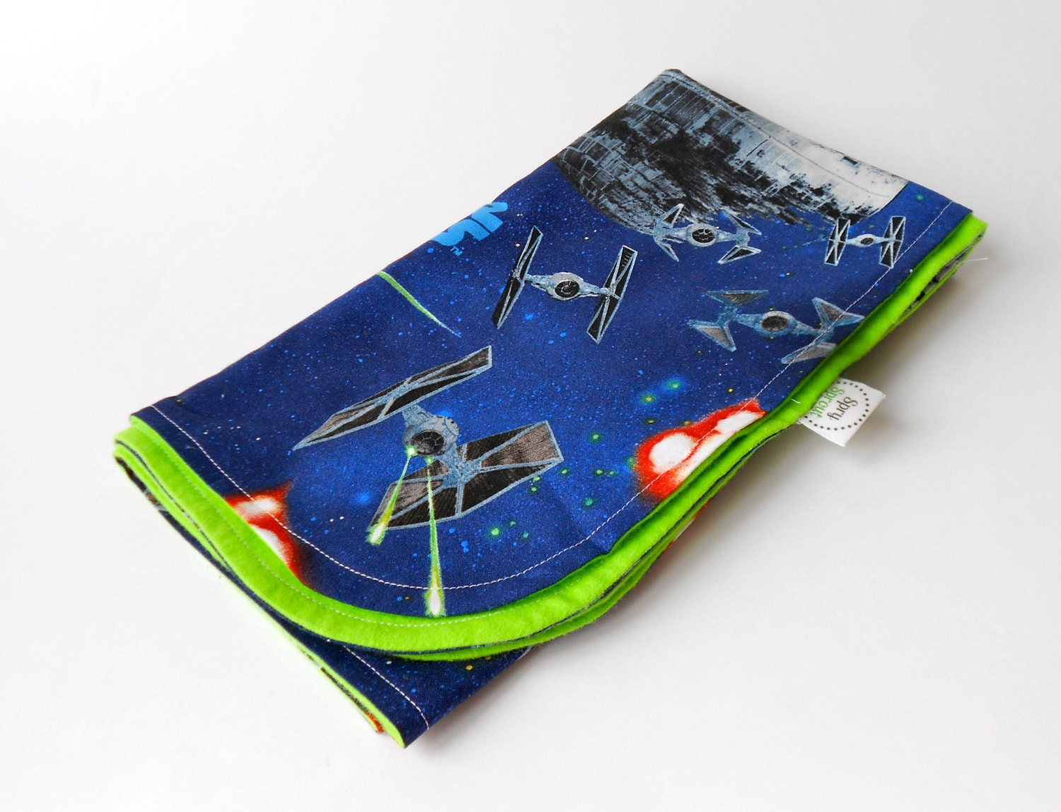 Star Wars Baby Blanket, Death Star, X-Wing, Blue with Lime