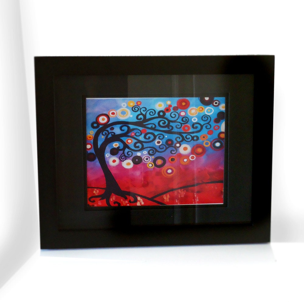 Blue Swirly Tree Fine Art Print 8 x 10 Colorful Brazillian Sunset by Natasha Wescoat