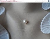 Single Ivory Pearl - Floating Pearl Illusion Necklace, Swarovski Crystal Pearl