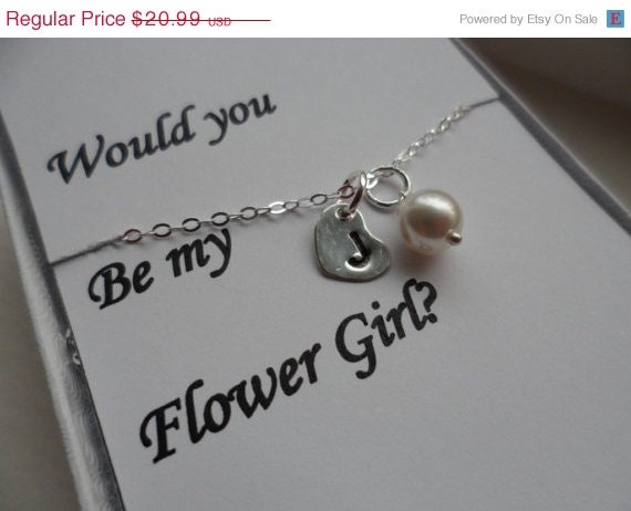 Would You Be My Flower Girl -  Personalized Initial and Pearl Necklace