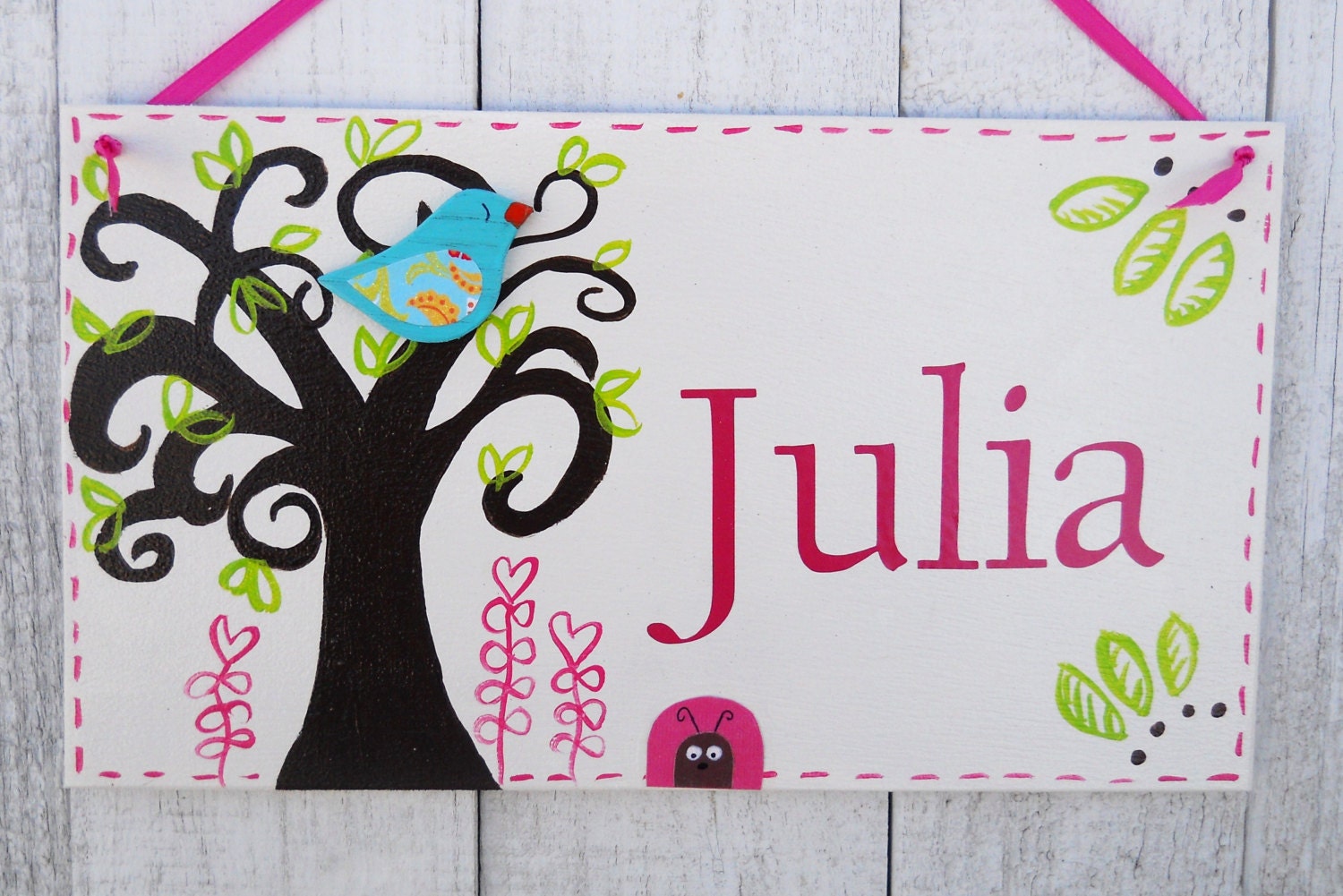 Whimsical Bird in Tree name sign/ Nursery, Teacher, Door, Room