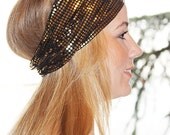Gold Leaf, Womens Headband, Leaf-Point, Stretchy  Hair Wrap, Yoga  Headband Women's Fashion Hair Accessory