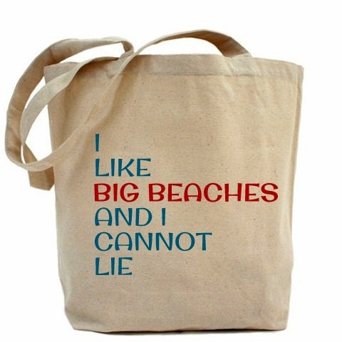 Bridesmaid Totes Gifts - Beach Wedding - 4 Beach Bags - I Like Big Beaches And I Cannot Lie / Free Shipping