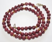 Vintage Necklace Natural Purple Jasper Bead Stone