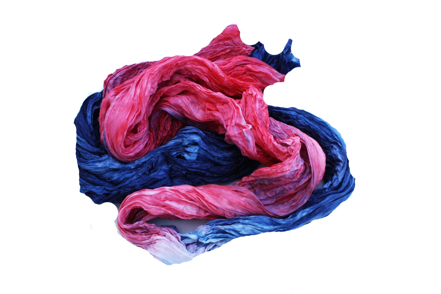 Freedom -  red, navy blue, blue, white silk ruffled scarf.