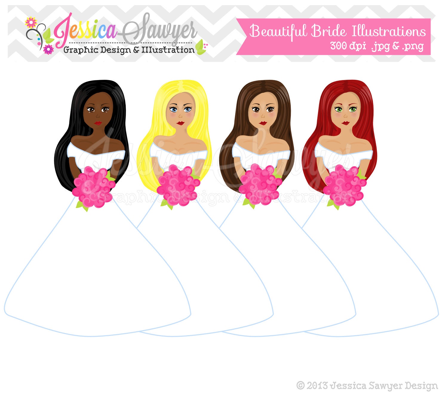 CLEARANCE, bride clipart, bride illustraton, wedding clipart, for commercial use, invitations, announcements Il_570xn