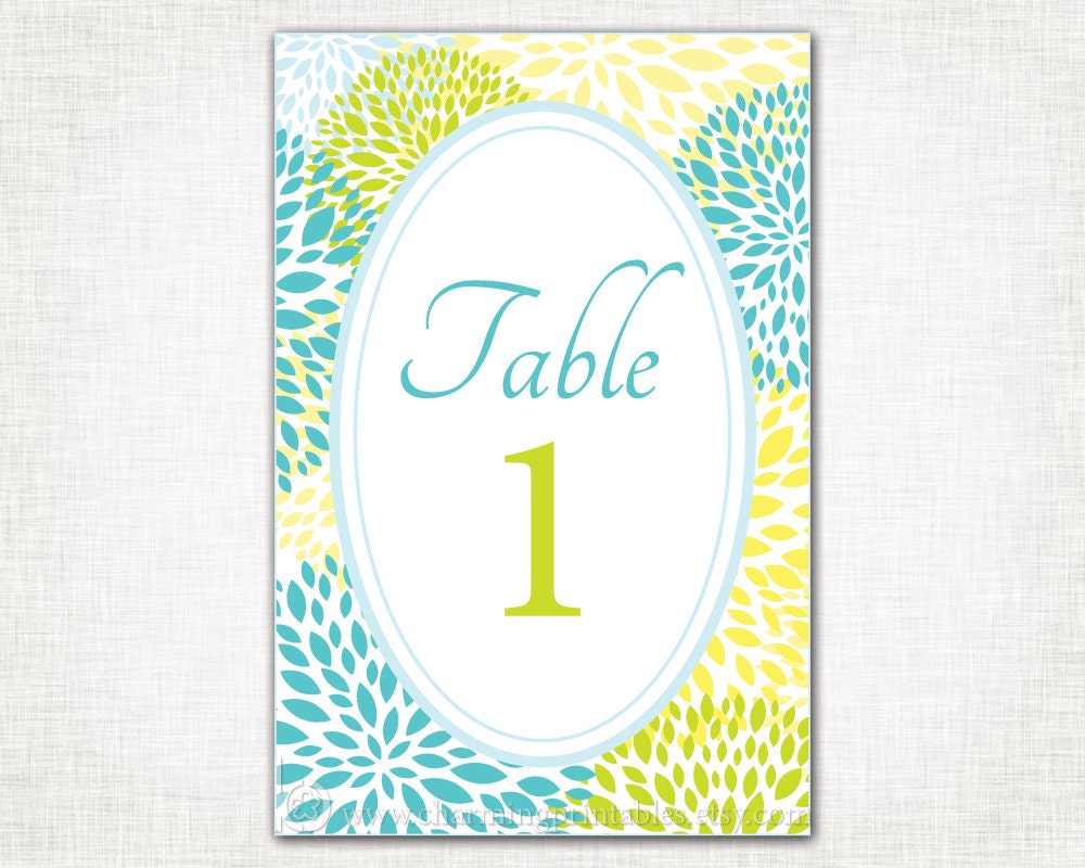 Floral Table Numbers - PRINTABLE DIY Digital File Table Number - Wedding Table Numbers 1-10 - Floral Collection