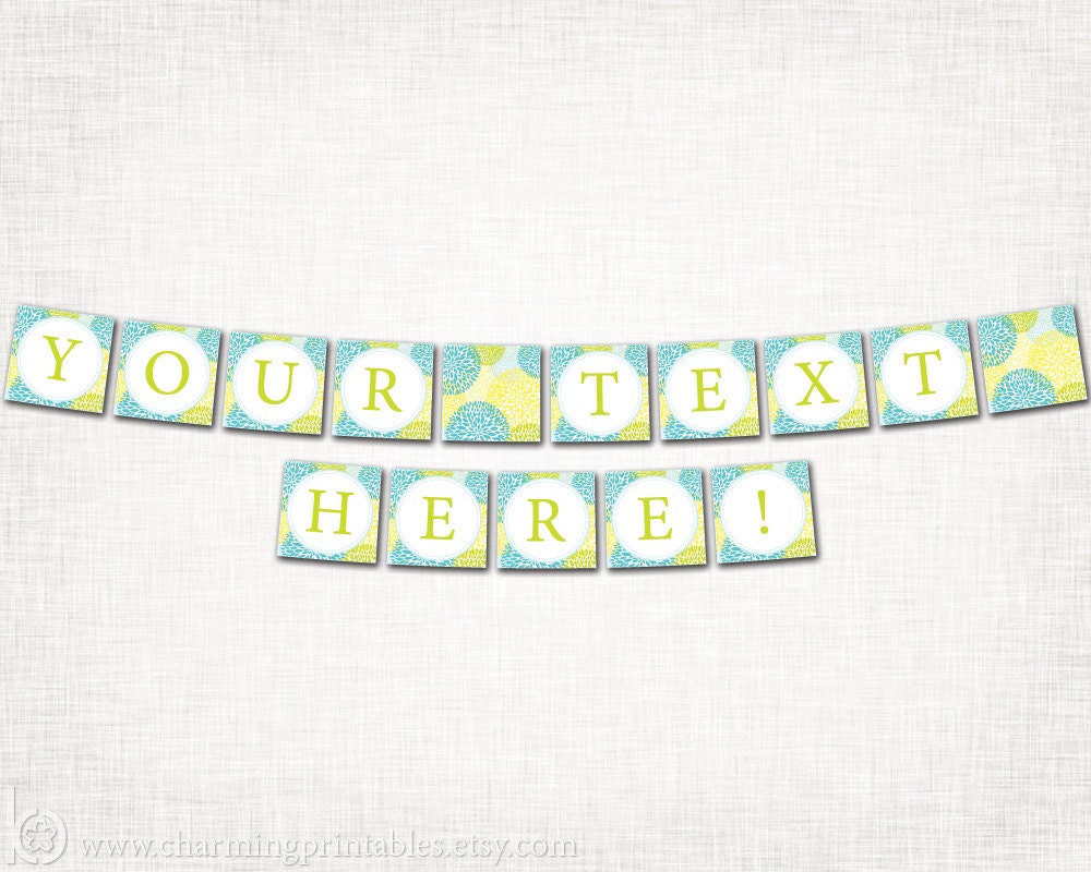 Floral Banner - PRINTABLE DIY Digital File Banner - Wedding, Birthday, Shower, Party - Floral Collection