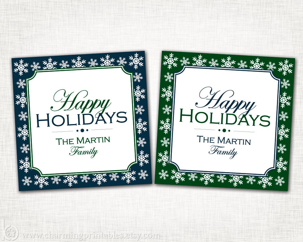 Gift Tag - Printable DIY Digital File - Happy Holidays Gift Tag Il_570xn