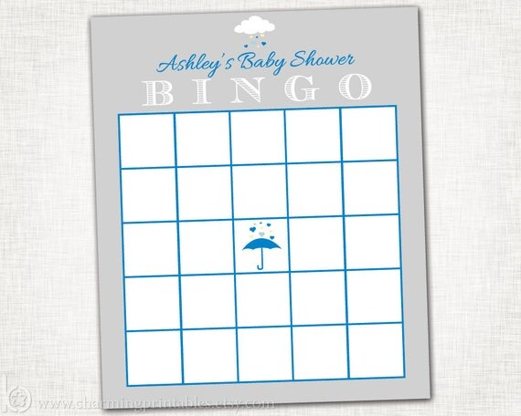 Rain Shower Baby Shower Bingo - Baby Boy - PRINTABLE Bingo Card - DIY Digital File - Baby Shower Bingo - Rain Shower Collection Il_570xn
