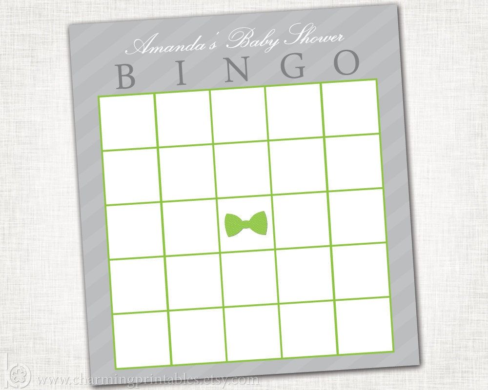 Bow Tie Baby Shower Bingo Girl - PRINTABLE Bingo Card - DIY Digital File - Baby Shower Bingo - Bow Tie Collection Il_570xn