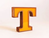Yellow Letter Wooden T, Block letter T, Vintage 1985 Letter T, Self Standing letter T, YELLOW - TheCommonSign