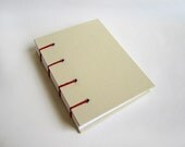 Cream Vanilla Hardcover Coptic Blank Journal with Crimson Red Stitching