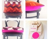 SUNSET- cushion cover limited edition vintage chevron fabric bold orange & fuchsia pink throw pillow 50 x 38cm or 20" x 14"