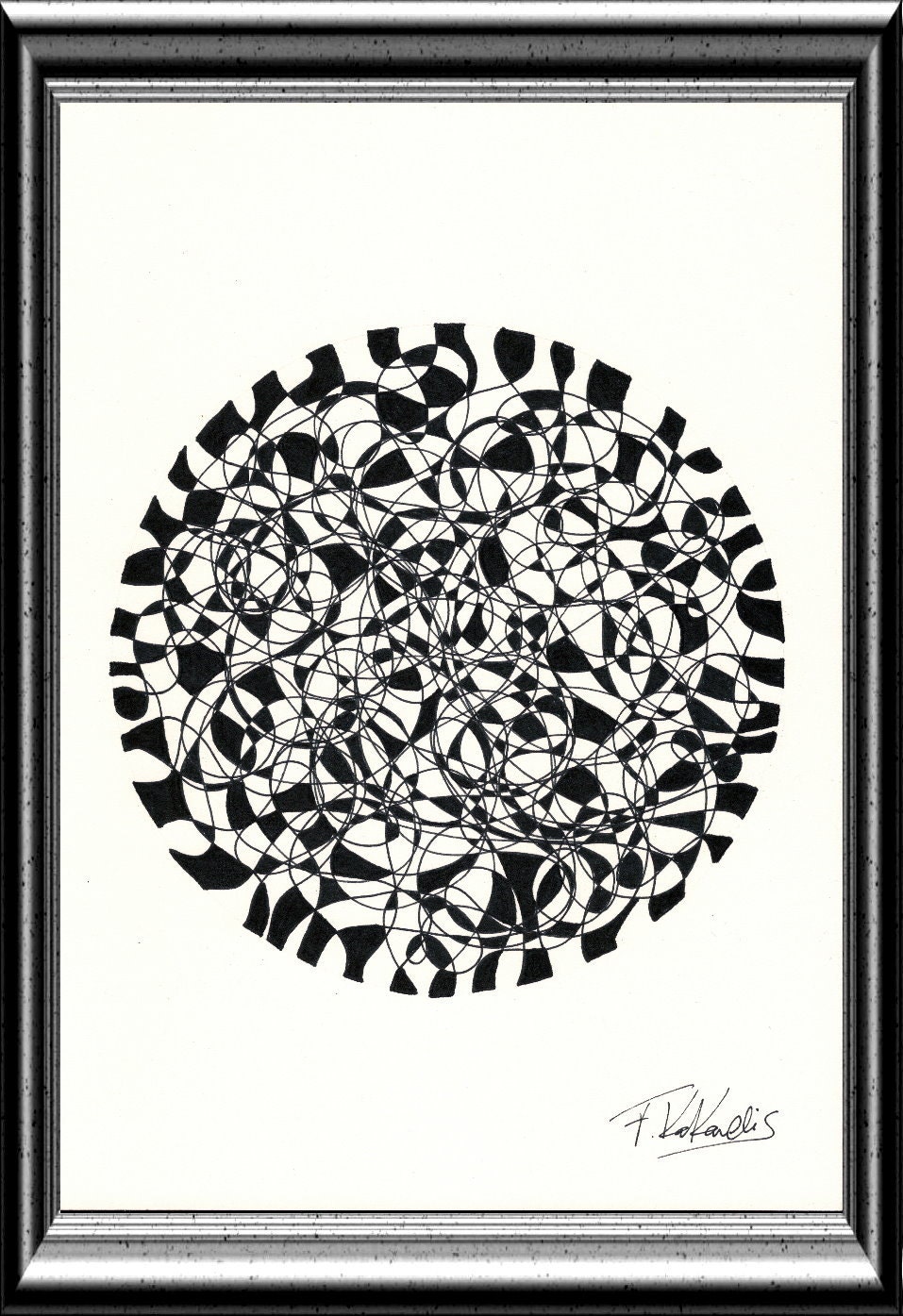Original Abstract Art Handmade Pen & Ink Drawing Painting sized 29X21cm