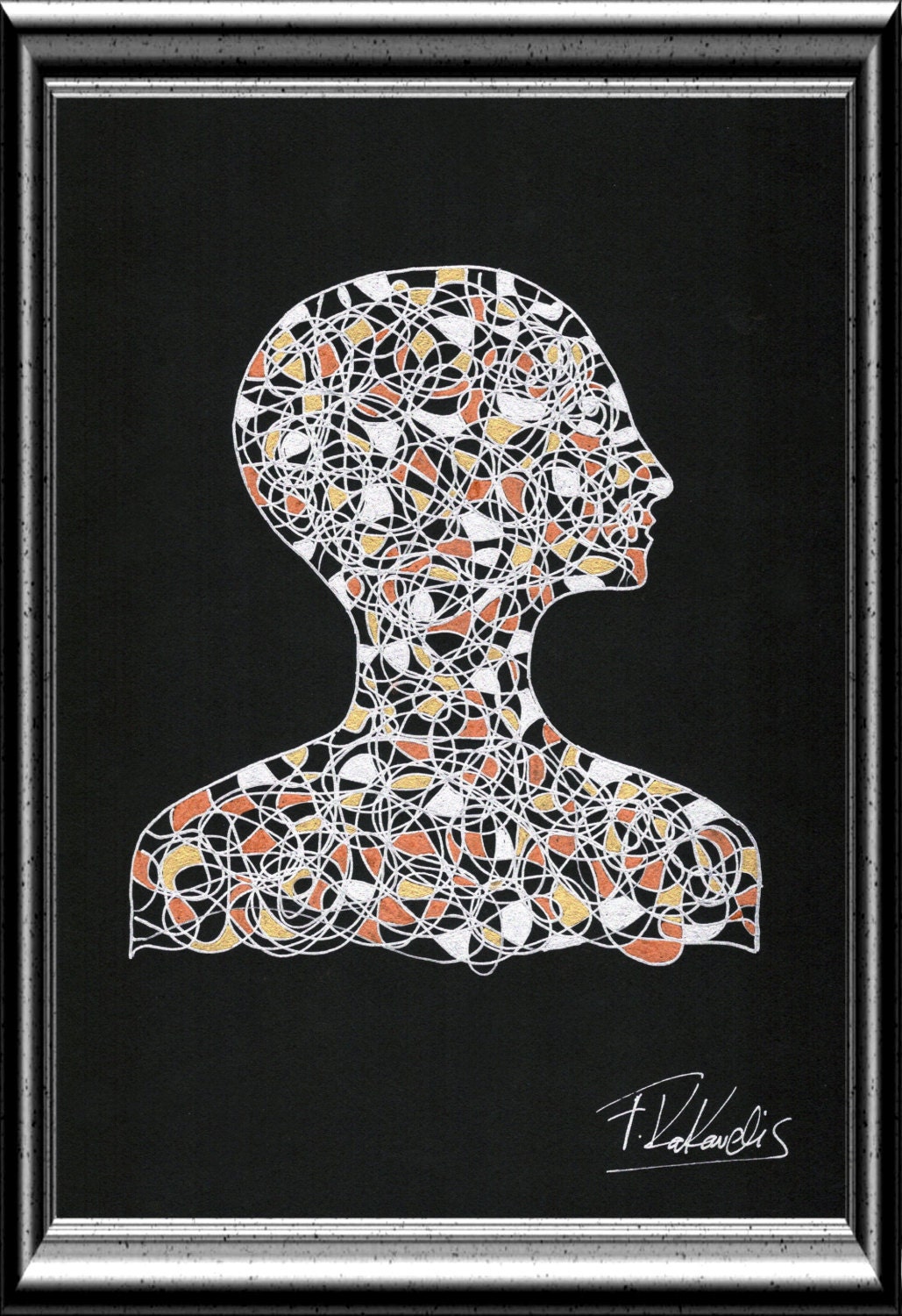 Original Abstract Art Handmade Pen & Ink Drawing Painting sized 29X21cm