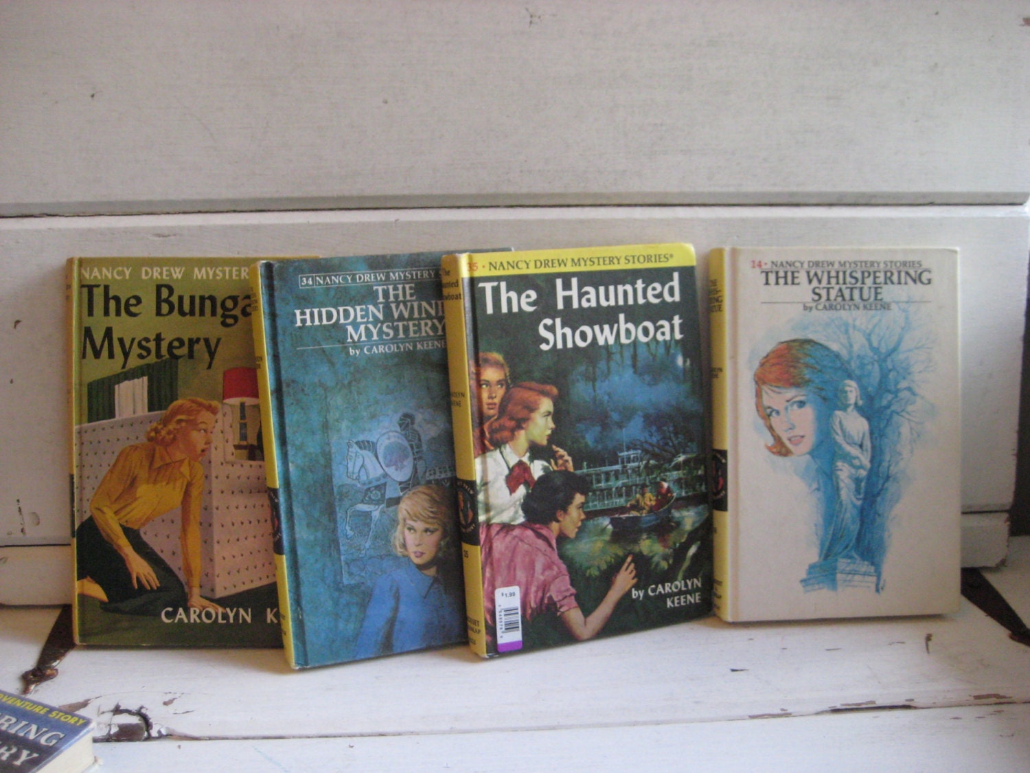 Vintage children's books, Nancy Drew Mysteries, Carolyn Keene, set of  4 hardcover, color cover books, instant collection