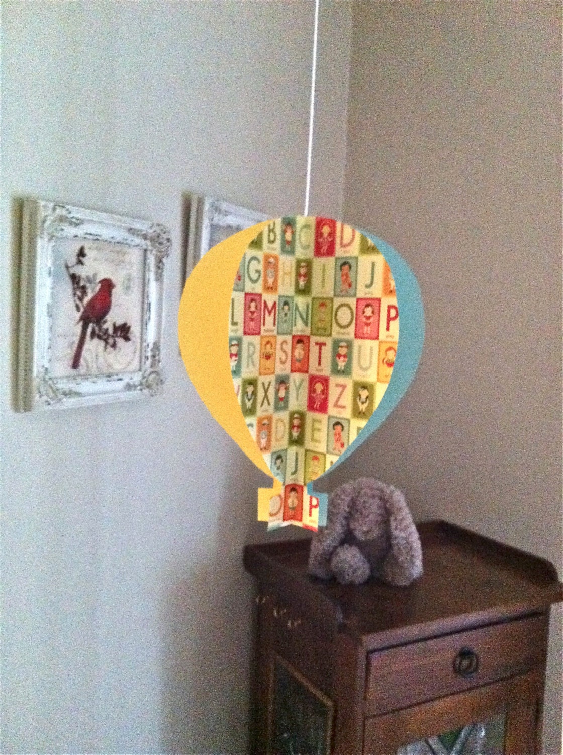 Alphabet Print Hot Air Balloon Mobile
