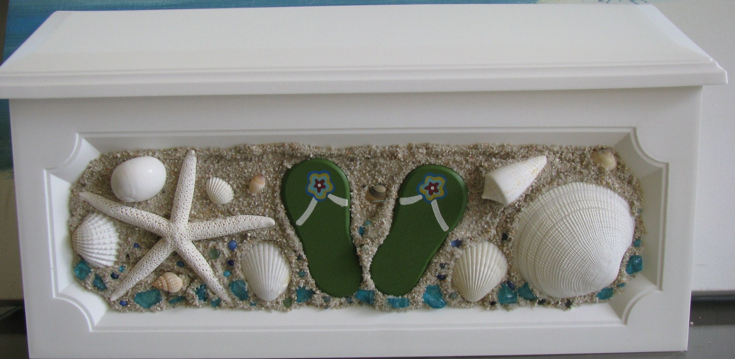Flip Flops-Seashells-Starfish-Beach Mailbox  -Wall Mount Beach Mailbox