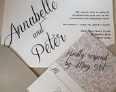 SAMPLE - Black & White Wedding Invitation - Floral Wedding - Custom Wedding Invite - Luxe Wedding Suite