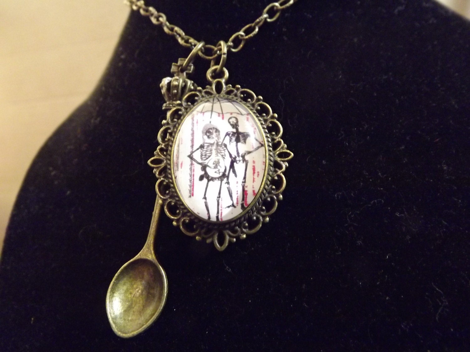 Gothic Skull Cameo Charm Necklace