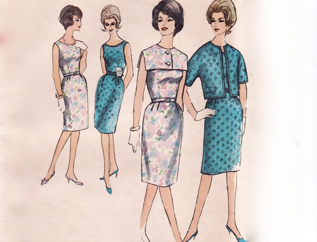 Vintage 60s Sewing Pattern - Sleeveless Sheath Dress w/ Detachable Puritan Collar & Boxy Jacket - Simplicity 4477, Size 14.5, Bust 35, Uncut