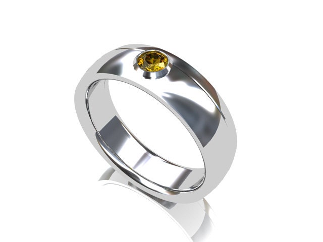 Yellow sapphire ring, wedding band, mens gold ring, White gold, men sapphire wedding, commitment ring, mens band