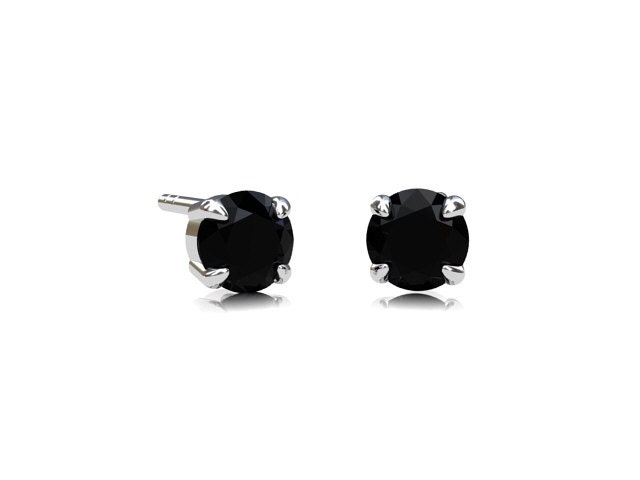 1.00ct Black diamond earrings, white gold, stud earrings, Gothic, Black diamond jewelry, gold earring studs, unique, men, women