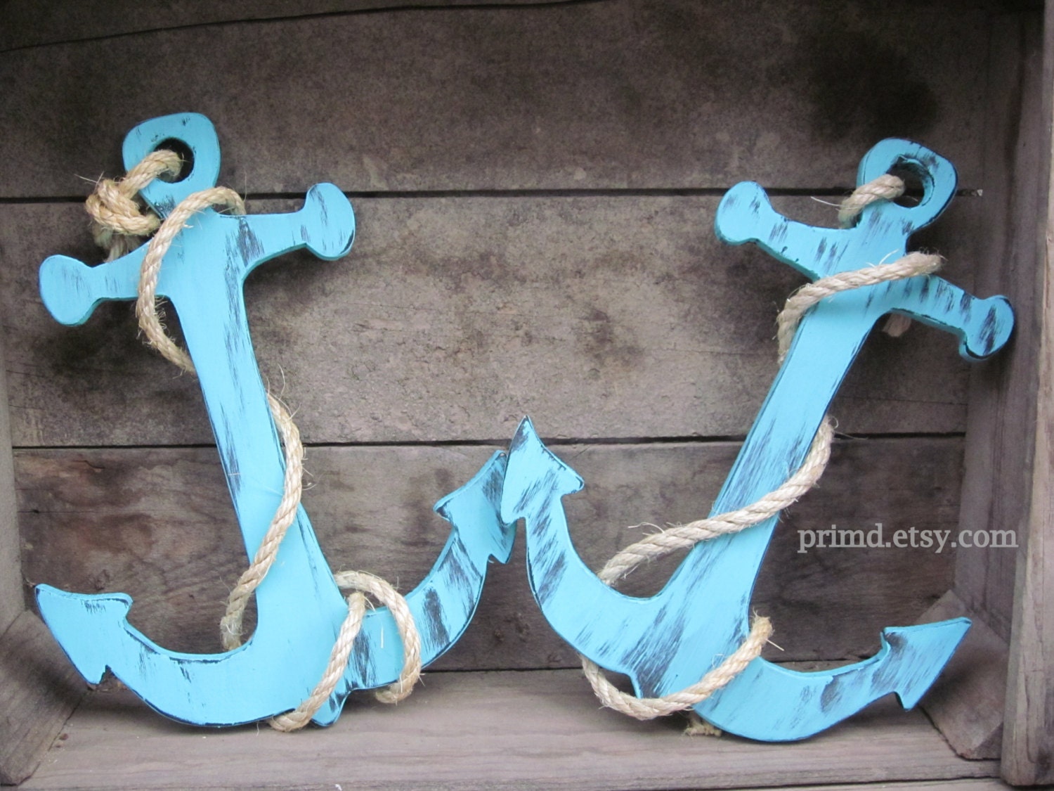 Anchor - Nautical Home Decor - Wall Hanging - Beach House - Turquoise