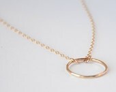 Gold Circle Necklace, Simple, Dainty