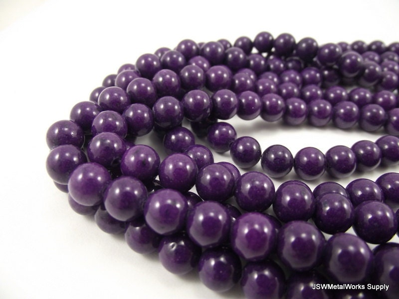 Mountain Jade Round Beads, Purple, 8mm, 16 Inch Strand, Whole Strand
