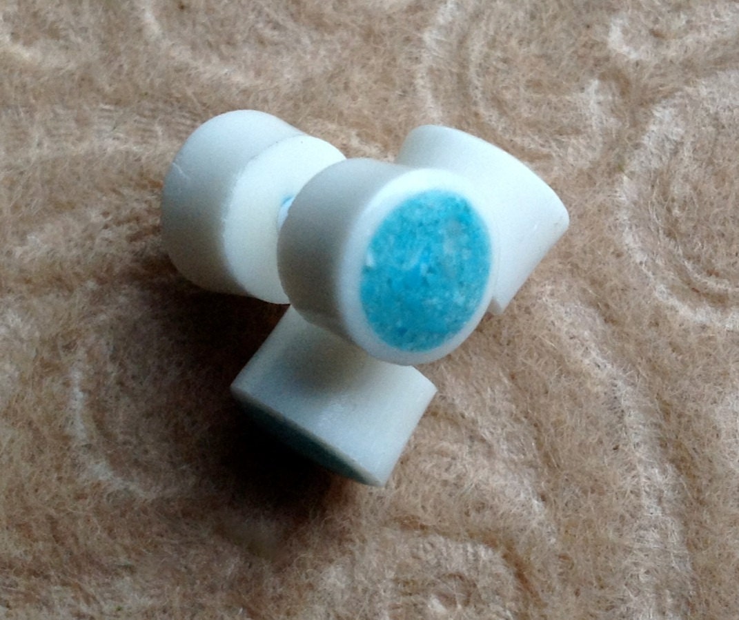 Fake Gauge Plugs, "Blue-bird Day" Naturally Organic, Bone With Blue Stone Inlay, Tribal